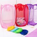 Foldable Laundry Basket Clothes Storage Bag - Mesh Folding Popup Laundry Hamper. 