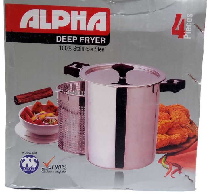 5 Liter 4 Set Deep Fryer Heavy Duty Stainless Steel Gas Fry Chips Steaks Zinger Fish French Fries Broast High Quality Built Save Electricity