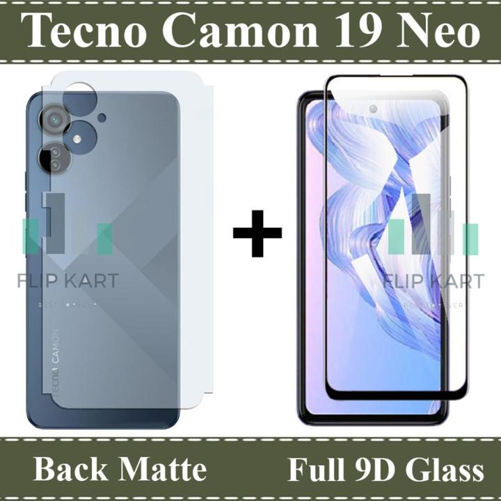 Tecno Camon 19 Neo Glass Protector 5D|10D|11D|21D|9D Glass Full Coverage + Back Protector Carbon Fiber Matte Soft Skin Sheet For Tecno Camon 19 Neo