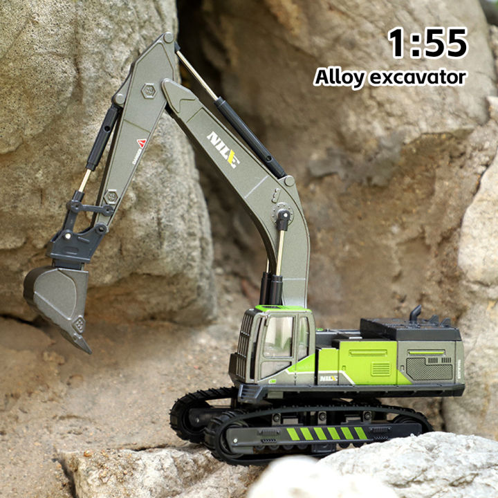 （New）F 1:55 Contruction Engineering Crane Vehicle et Toy Alloy Excavator Diecat Hand Hook Machine Model for Toddler Kid Boy