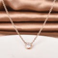 【Closing sale 】Steel Non-Fading Necklace One Diamond Collarbone Chain Rose Luxury High-End Single Zircon Elegant Versatile. 