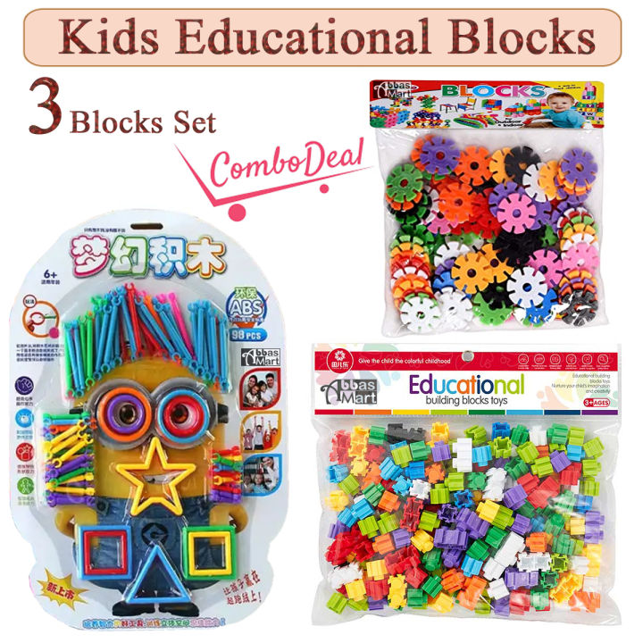 Combo Deals 3 Building Blocks Set Smart Sticks Buildings Block Bricks Building Blocks Colorful Snowflake Building