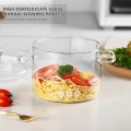Techmanistan Heat Resistant Clear Glass Pot, Stovetop Glass Cooking Pot with Lid, Clear Pots for Cooking, Glass Soup Porridge Pot Microwave Glass Pan. 