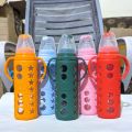 Rio glass baby feeder 240ml/8oz with silicon cover & regular small teat imported (1pc). 