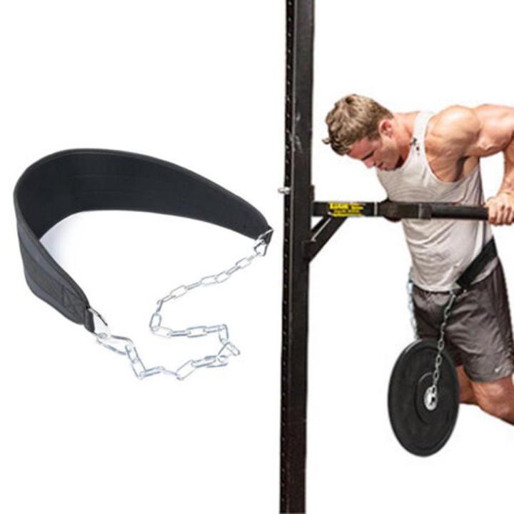 Pull up Belt Weighted Dip Belt with Chain Double D ring Weightlifting Back Support Strap Home