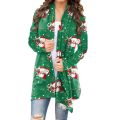 Cardigan Coat Festive Snowflake Gnome Print Xmas Cardigan. 