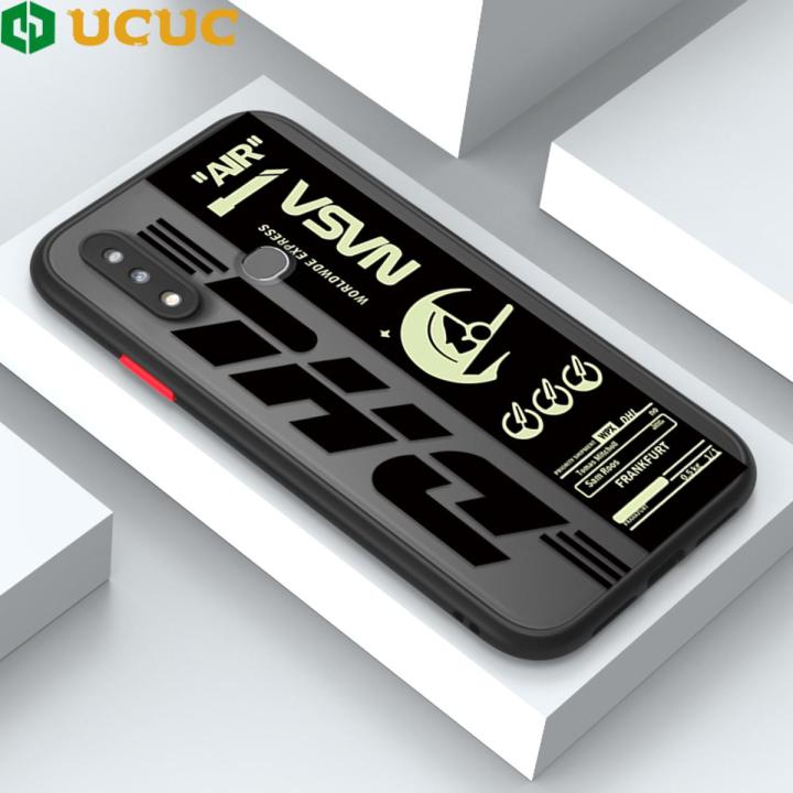 UCUC for Samsung Galaxy A10S Back Cover Trendy DHL Label Frosted Transparent Hard Phone Case Thin Shockproof Full Cover Camera Protect Case