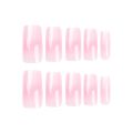 Simple Pink White Halo Dyeing Long Square Nails Detachable Full Cover Finished False Nails Press on Nails with Glue. 