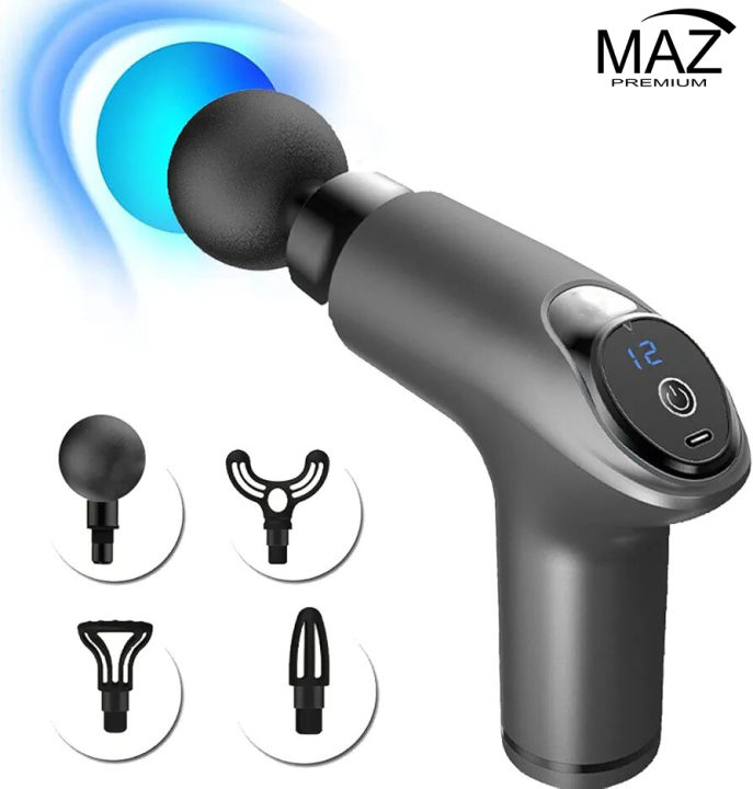 MAZ PREMIUM  ORIGINAL Pro 12-Speed Massage Gun – Ultra-Quiet Muscle Pain Relief & Sports Recovery | 5 Attachments, Long Battery Life | 100% Genuine (Fast Recovery, Deep Tissue Therapy)