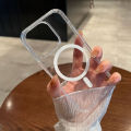 For Magsafe Transparent Wireless Charger Case For iPhone 15 Pro Max Magnetic Case Clear Cover. 