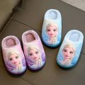 Disney Princess Sofia Elsa Winter Children's Cotton Slippers Girl's Parent-child Snow Non Slip Warm Baby Slippers Size 24-39. 