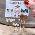 Korean Vintage Butterfly Pearl Earrings Set For Women Beautiful Earrings for girls Circle Drop Earring Gold Color Acrylic Geometric Pendant Tassel Beautiful jumkha for girls Trendy Jewellery. 