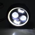 Motorcycle Cafe Racer COB LED Projector Angel Eye Headlights Lamp - White. 