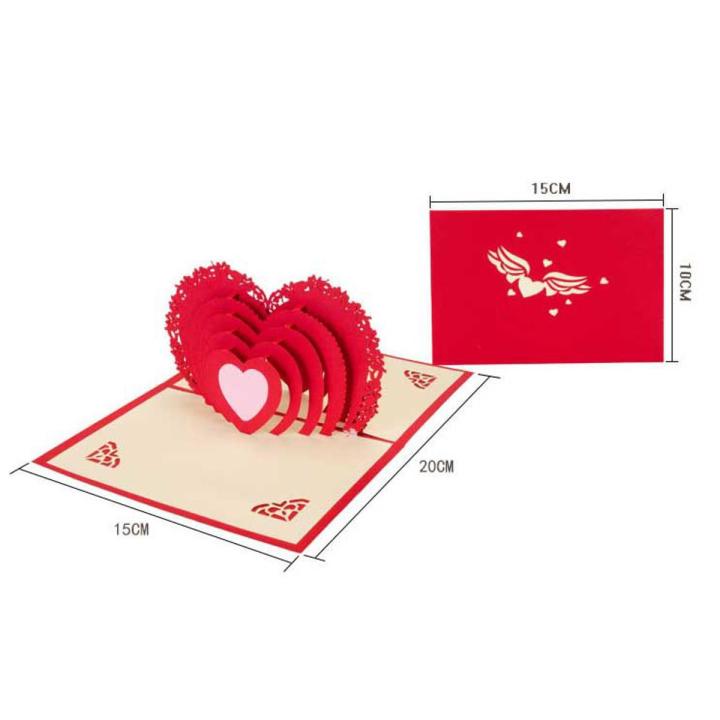3D pop up heart laser cut greeting post cards for Valentine's Day vintage with envelope thank you Love in the Heart RXC0016