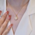 1 Pc Zircon Four-leaf Clover Necklace Double Sided Shell Clavicle Necklace for Woman Gift. 