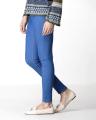 Blue Cotton High Elasticity Jegging Faux Jeans for Women. 