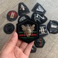 3D Metal round Black PU Leather Embroidery Patches for Clothes Appliques Crown Bee Badge Stripe Sticker Sew on Clothing patch. 