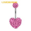 Navel Ring Sparkling Stainless Steel Belly Button Ring with Pink Cubic Zirconia Heart Butterfly Design Perfect Body Piercing Jewelry Gift for Southeast Asian Buyers Shining Cubic Zirconia Belly Button. 