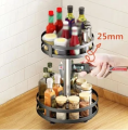 3 Tier Metal Countertop Kitchen Spice Rack Standing Corner Shelf Removable Seasoning Organizer Jars Bottle Storage Knife Utensils Holder with 3 Hooks, Black. 