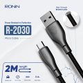 Ronin Long length Android R-2030 Micro USB Cable 2m length | Braided wire | 2.4Amp. 