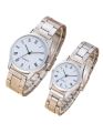 Watches for Him and Her Waterproof Stainless Steel Quartz Gold Couple Items for Lovers Men Women Wristwatches. 
