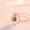 I Love You 100 Languages Light Projection Round/Heart Pendant Necklace Jewelry - Premium Quality, Stylish And Romantic. 