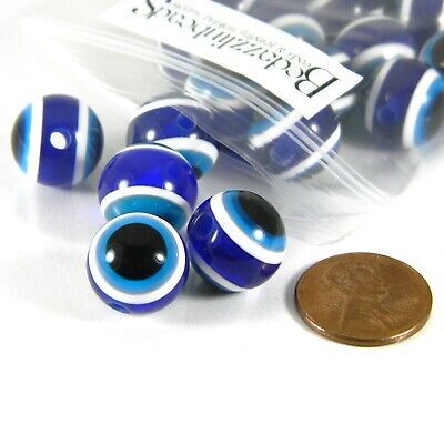100/Pieces Evil Eye Bead 8mm Plastic Beads Dark Blue Turkish  Eye Nazar