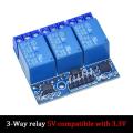 5V/12V 3 Channel Relay module is equipped with optical coupler to isolate the 3.3V and 5V signals of the high-voltage relay. 
