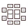 Set of 10 Collage Photo Frames (4x6, 5x5, 5x12 Inch) Black Wall Decor. 