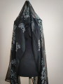 AN-BLACK CHIFFON MULTANI HAND EMBROIDERED DUPATTA. 