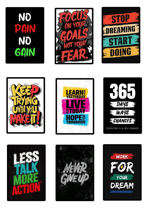 Mini motivational Quotes Photocards for Mobile case Laptop Note book cover. ( Premium ink HD Printing)