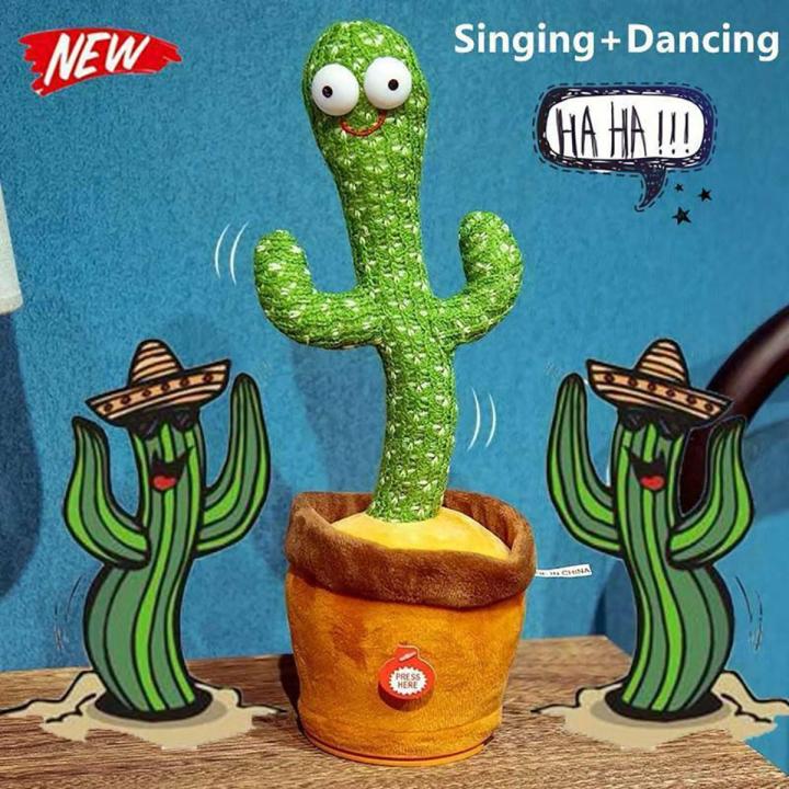 Dancing Cactus Stuffed Toy with Music Dance Birthday Party Decoration Plush fidget Toys for Boys and Kids Dolls Valentines Gift Ideas Girl Birthday Gifts