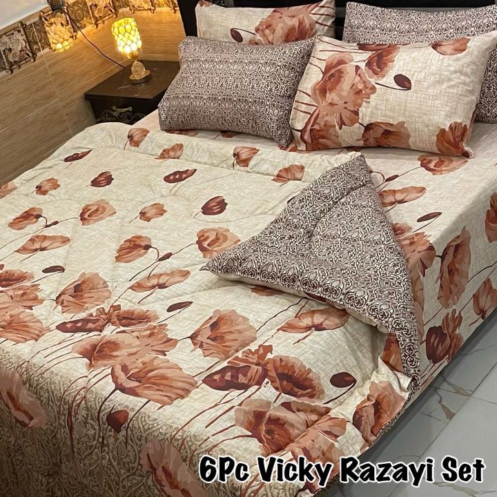 High Quality Bed Sheets King Size with Quilt and 4 Pillow Cover - Soft Cotton Razai Set - Double BedSheets with Blanket 90x96 Inches