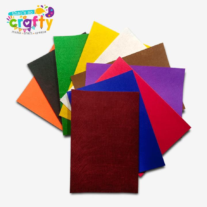 A4 Size - Felt Fabric Sheet for Crafting Pack of 10 Colors