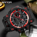 SANDA 100% Authentic Men's Multi-function Waterproof Watch Sports Watch Fashion Casual Luminous Luxury LED Outdoor Analog Military Men's Watch. 