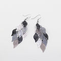 New fashion leaf-shaped earring color matching nine pieces earring ornament European and American computer chip eardrops copper parts jewelry. 