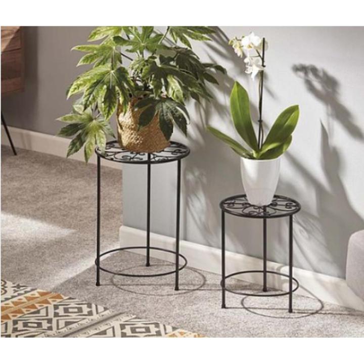 STS   2 Metal Plant Flower Floor Stand Garden Gear Flower Stand Without Pots
