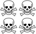 dealzEpic - Die Cut Skull and Crossbones Sign Symbol - Self Adhesive Peel and Stick Vinyl Decal/Cool Laptop Sticker - 3.94 x 3.94 inches | Pack of 4 Pcs. 