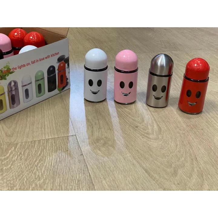 Salt and Pepper Shaker Smiley Face Glass Bottle