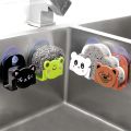 Cartoon Sponge Rag Storage Rack Sink Wall-Mounted Suck Holder Soap Hanging Shelves Kitchen Accessories Kitchen Household Items. 