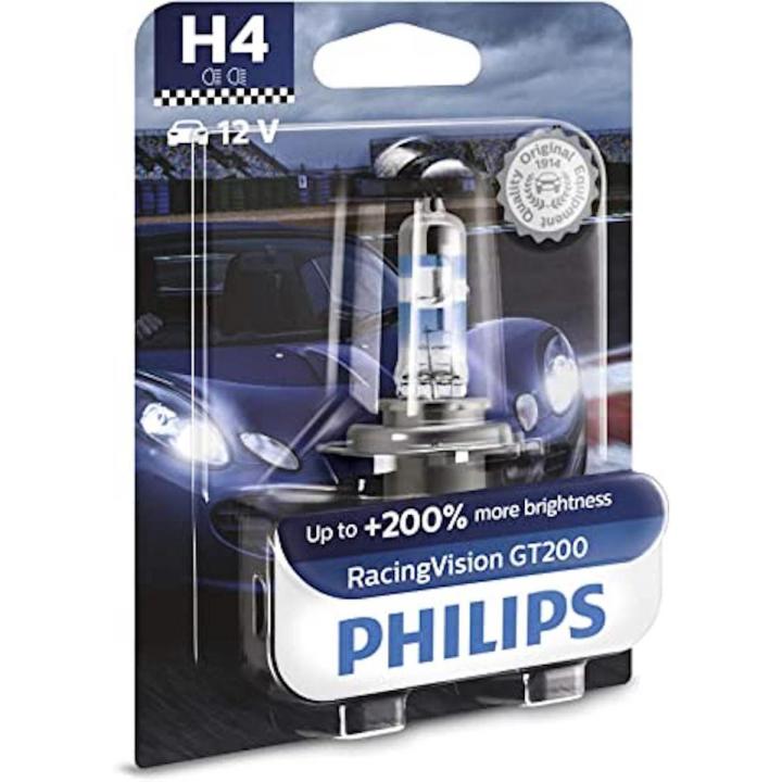 Hs1/H4 - Philips Racing Vision GT2000% - 55/60 Watts For Bike - Single Bulbs