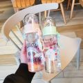 Water bottle cute unicorn creative micro landscape interesting design plastic water cup rainbow color girl portable portable. 