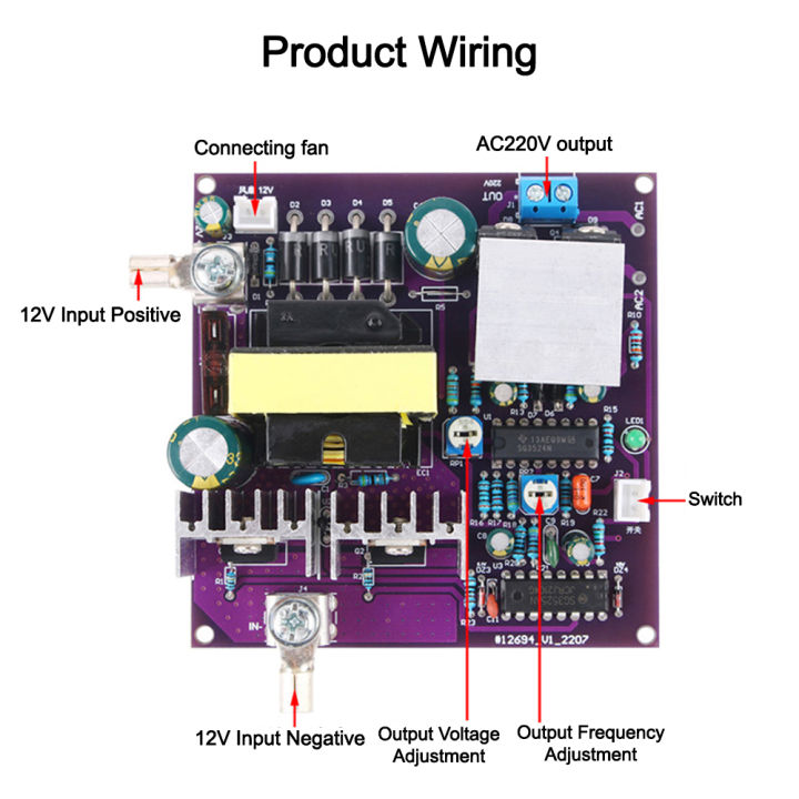 300w Corrected Sine Wave Output 50hz Inverter 12v To 220v Inverter Power Supply Energy Storage Dc-Ac Boost Board