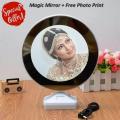 Magic Mirror Circle Shape  Large Size + Photo Frame + LED Lights + Your Free Printed Photo - Special Offer High Quality Switch Off Mirror Switch On Your Photo Frame. 