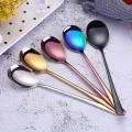1PC Stainless Steel Spoons Forks with Long Handle Ice Cream Coffee Tea Spoons Noodles Spaghetti Forks Home Kitchen Tableware Spoons Forks Size 21cm. 
