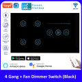 Tuya Smart WiFi 4 Gang + Fan Wall Touch Switch - Remote Control, Voice Control, Compatible with Alexa & Google Assistant, Home Automation for Lights & Fans. 