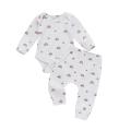 Funne eshop 2 Pcs Newborn Ribbed Outfits, Infant Rainbow & Sun Print Long Sleeve Round Neck Playsuit + Trousers. 