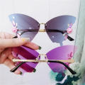 Frameless Crystal Butterfly Sunglasses Vintage Brand Shades for Women Rimless Sun Glasses Bling Diamond Eyewear. 