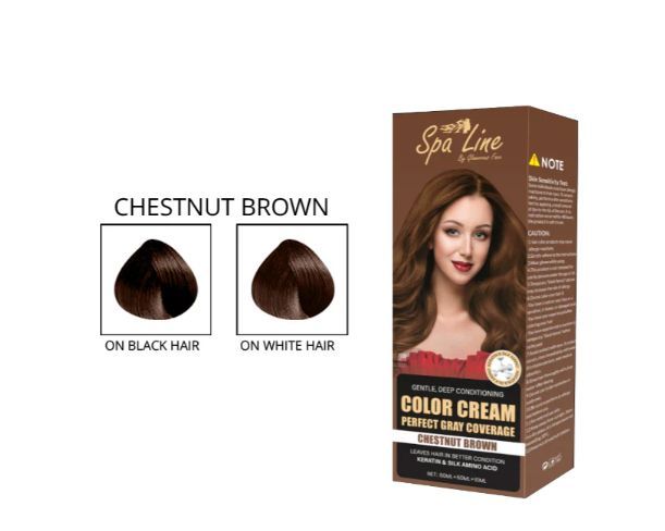 Spa Line Hair Color Cream Perfect Gray Coverage (Chestnut Brown) | Daraz.pk