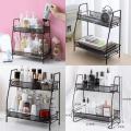 Double Layer Iron Kitchen Storage Rack Cosmetics Desktop Storage Box Spice Organizer Dish Drainer Holder Bathroom Desk Shelf. 